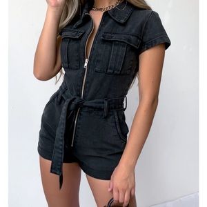 White fox summer denim romper